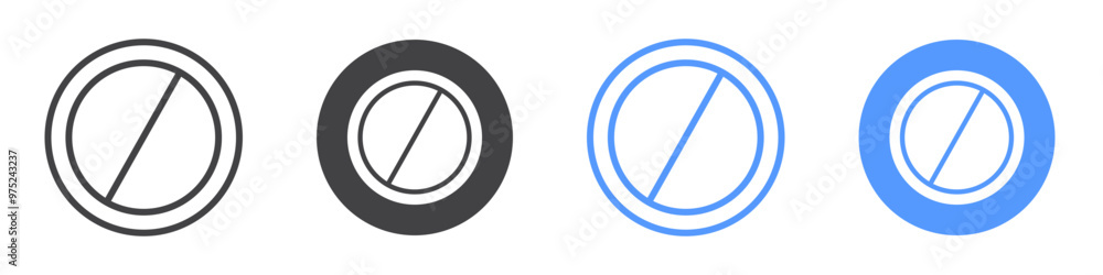 Blocked icon flat line symbol set. Blocked icon flat line symbol set.