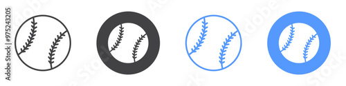 Baseball icon flat line symbol set.