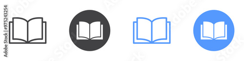 Book icon flat line symbol set.