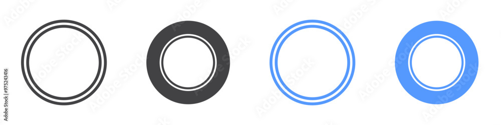 Circle icon flat line symbol set. Circle icon flat line symbol set.