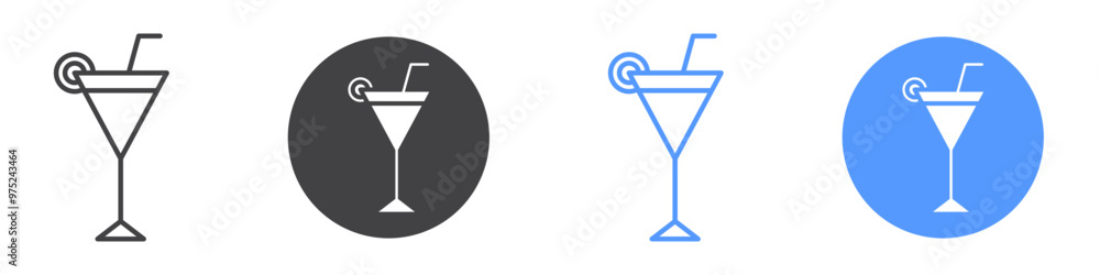 Cocktail icon flat line symbol set. Cocktail icon flat line symbol set.