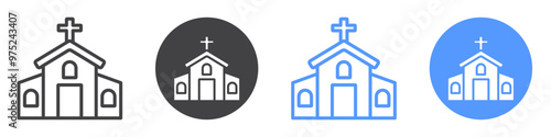 Church icon flat line symbol set.