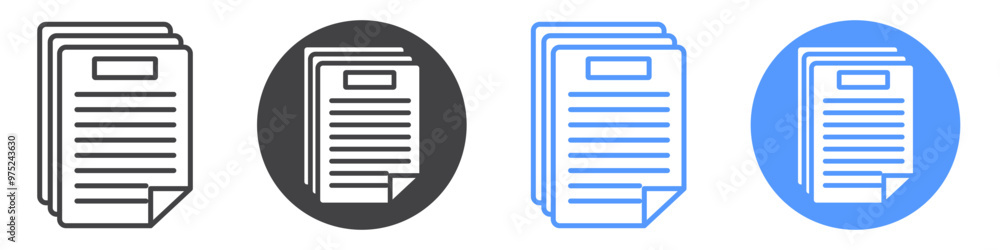 Document icon flat line symbol set. Document icon flat line symbol set.