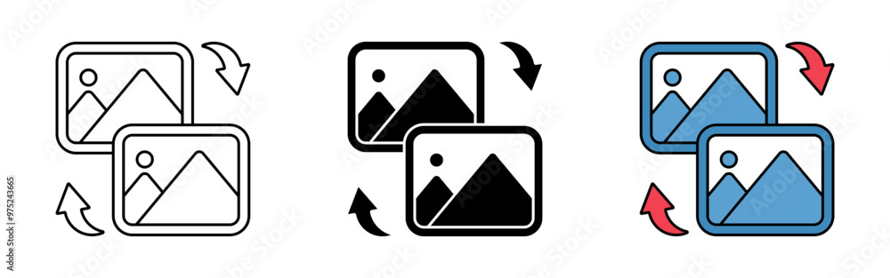 image transfer icon set, gallery share symbol. isolated design on white background image transfer icon set, gallery share symbol. isolated design on white background