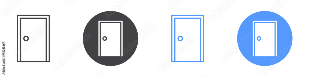 Door icon flat line symbol set. Door icon flat line symbol set.