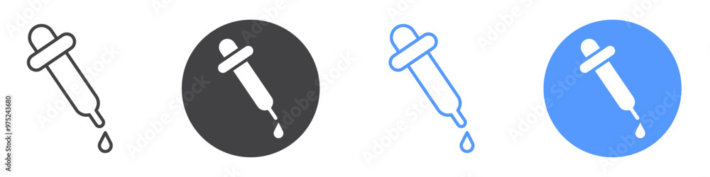 Dropper icon flat line symbol set. Dropper icon flat line symbol set.