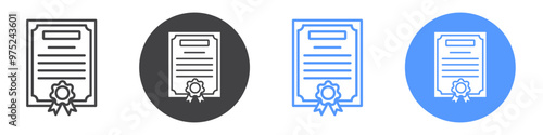 Diploma icon flat line symbol set.
