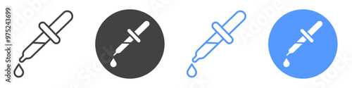 Dropper pipette Icon flat line symbol set.