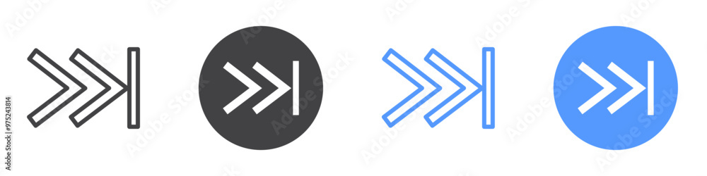 Fast forward icon flat line symbol set. Fast forward icon flat line symbol set.
