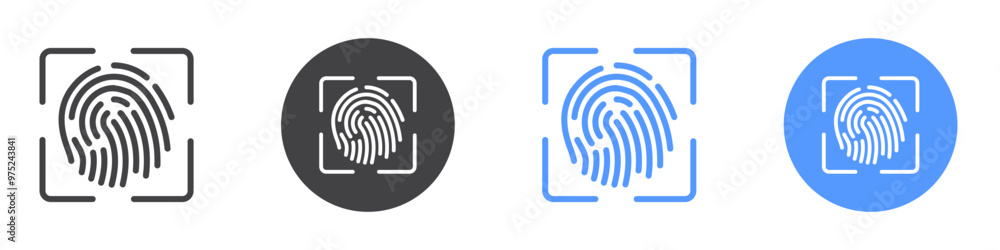 Fingerprint icon flat line symbol set. Fingerprint icon flat line symbol set.