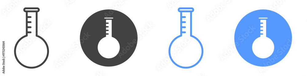 Flask icon flat line symbol set. Flask icon flat line symbol set.