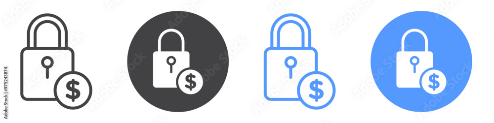Fixed price icon flat line symbol set. Fixed price icon flat line symbol set.