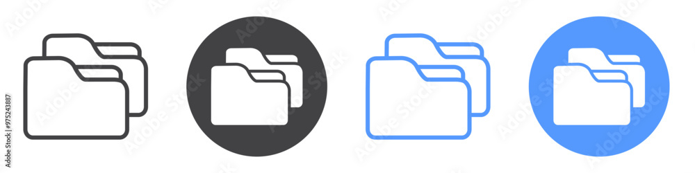 Folder box icon flat line symbol set. Folder box icon flat line symbol set.