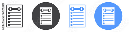 Fitness plan icon flat line symbol set.