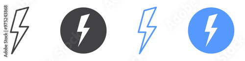 Flash icon flat line symbol set.