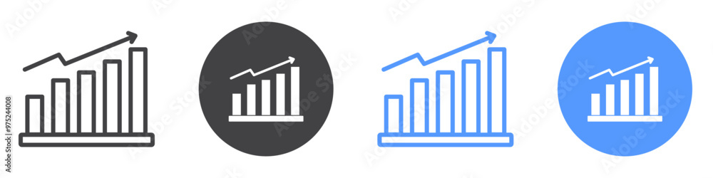 Growth Chart icon flat line symbol set. Growth Chart icon flat line symbol set.