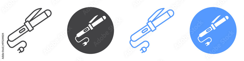 Hair curler icon flat line symbol set. Hair curler icon flat line symbol set.