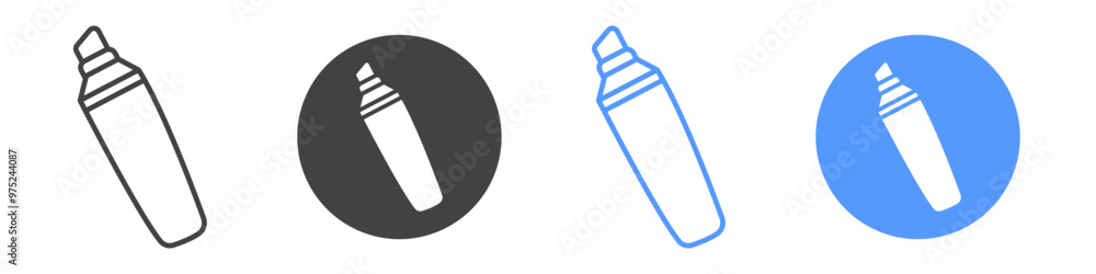Highlighter icon flat line symbol set.