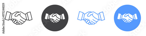 Handshake icon flat line symbol set.