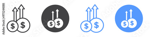 High revenue icon flat line symbol set.