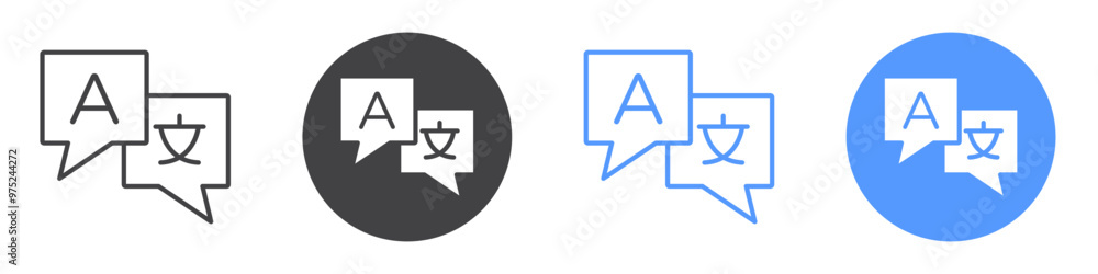 Language icon flat line symbol set. Language icon flat line symbol set.