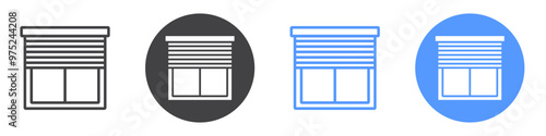 Jalousie icon flat line symbol set.