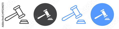 Law icon flat line symbol set.