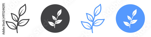 Leaf icon flat line symbol set.