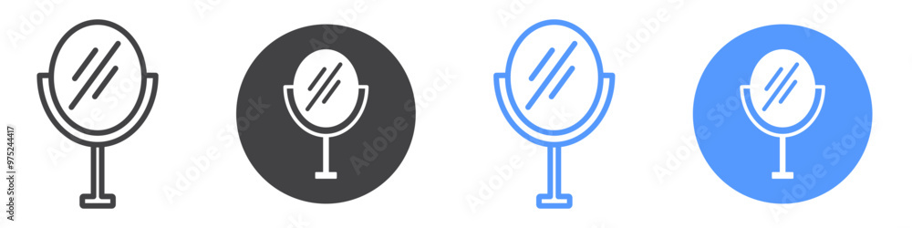 Makeup mirror icon flat line symbol set. Makeup mirror icon flat line symbol set.
