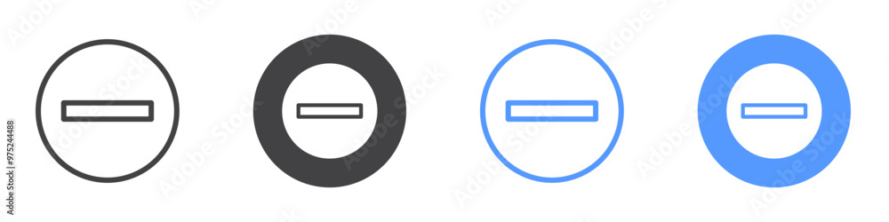 Minus Icon flat line symbol set. Minus Icon flat line symbol set.