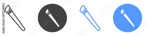 Makeup brush icon flat line symbol set.