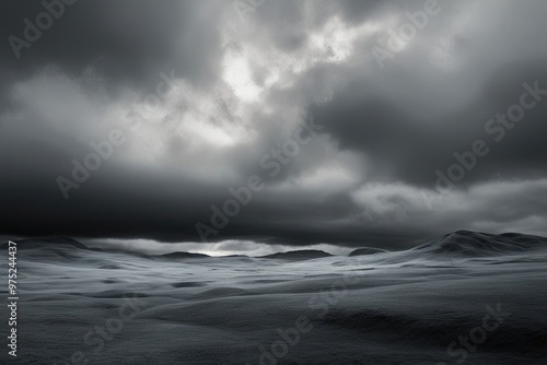 Cloudy Grayscale Landscape Featuring Abstract Textures and Dimensions