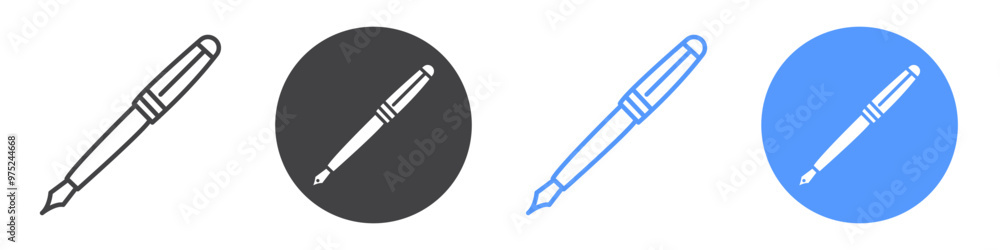 Pen icon flat line symbol set. Pen icon flat line symbol set.
