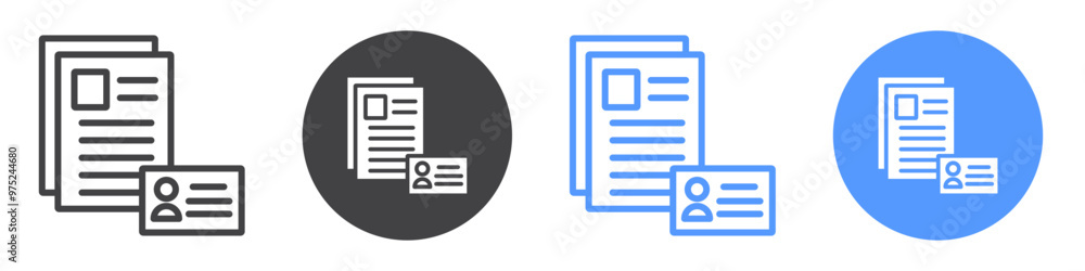 Personal documents icon flat line symbol set. Personal documents icon flat line symbol set.