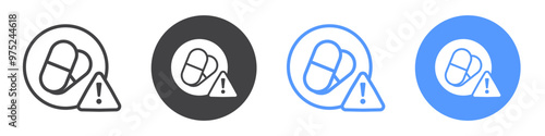 Overdose icon flat line symbol set.
