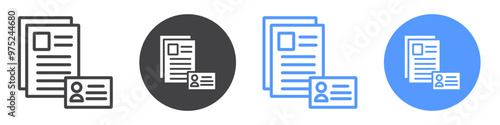 Personal documents icon flat line symbol set.