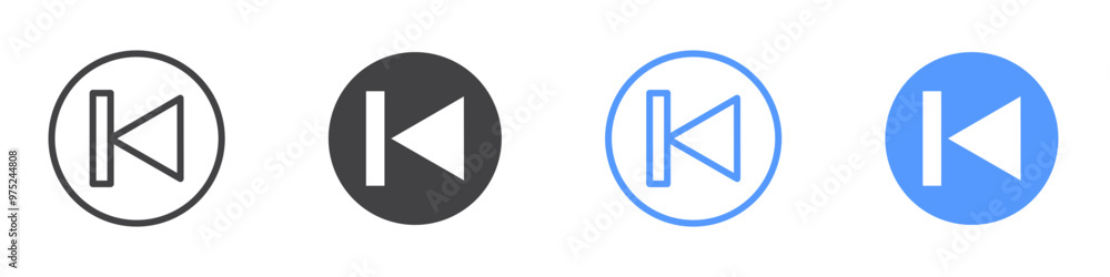 Previous icon flat line symbol set. Previous icon flat line symbol set.