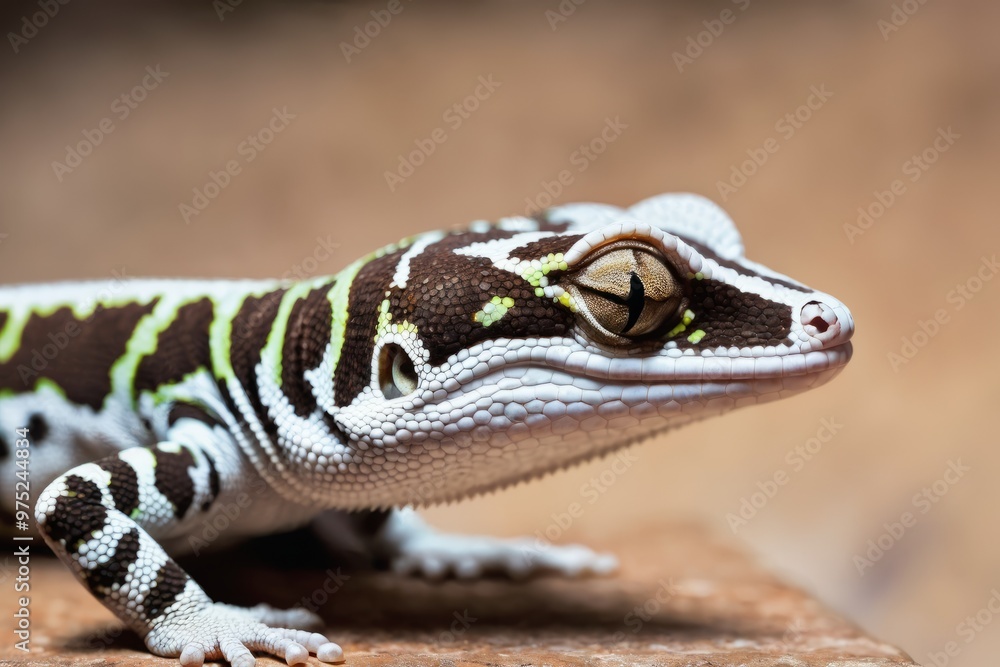 Naklejka premium black lizard on a wooden background