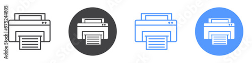 Print icon flat line symbol set.