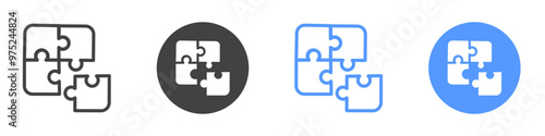 Puzzle Piece Icon flat line symbol set.