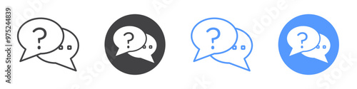 Question icon flat line symbol set.