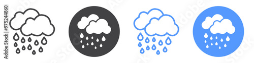 Rainy icon flat line symbol set.
