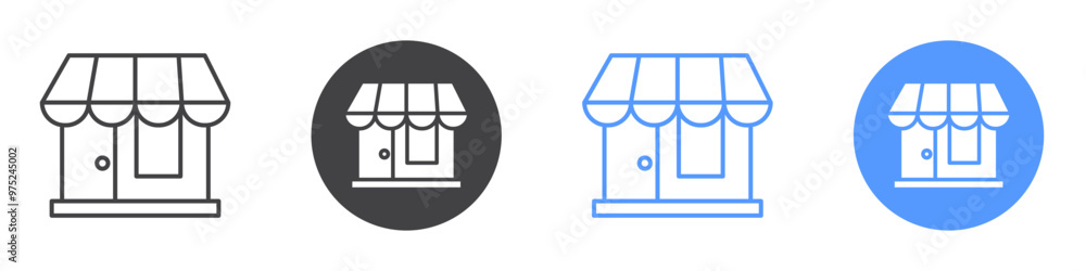 Shop icon flat line symbol set. Shop icon flat line symbol set.
