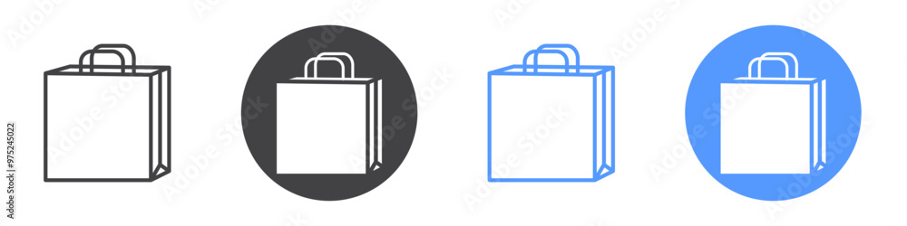 Shopping bag icon flat line symbol set. Shopping bag icon flat line symbol set.