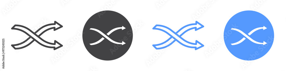 Shuffle icon flat line symbol set.