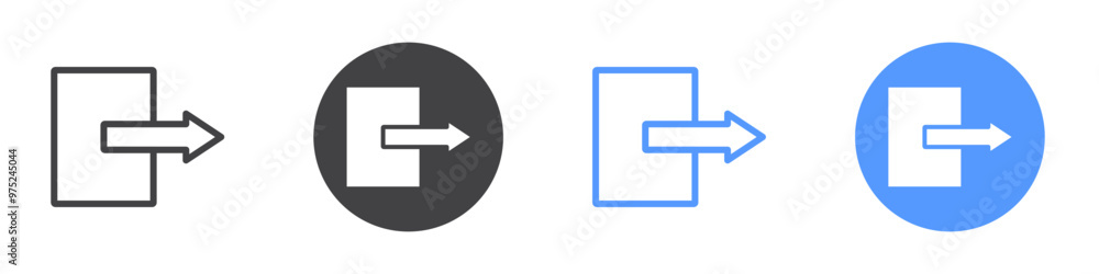 Sign out icon flat line symbol set. Sign out icon flat line symbol set.