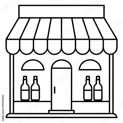 wine shop outline coloring book page line art drawing
