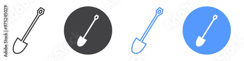 Shovel icon flat line symbol set.