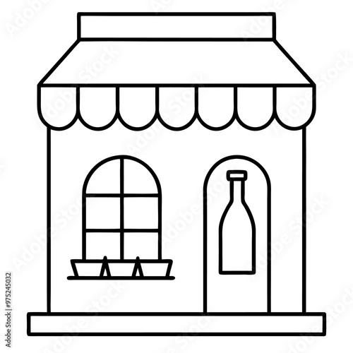 wine shop outline coloring book page line art drawing