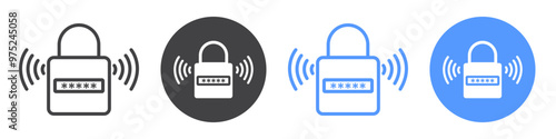 Smart lock icon flat line symbol set.